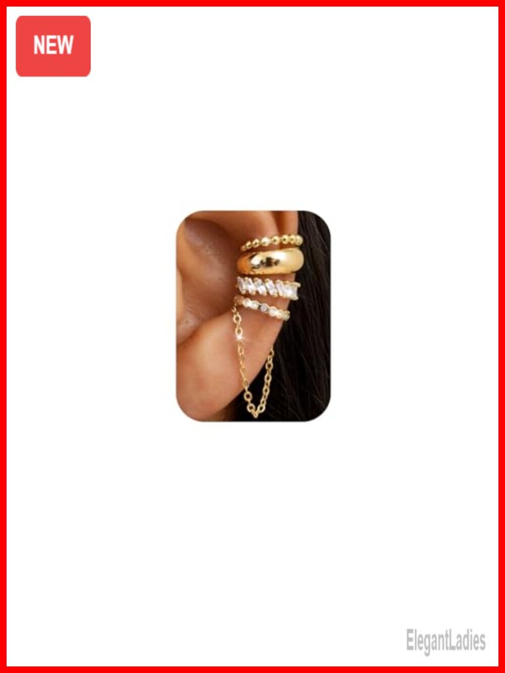 4pc 14K Gold Plated Ear Cuffs Non Piercing Adjustable Women